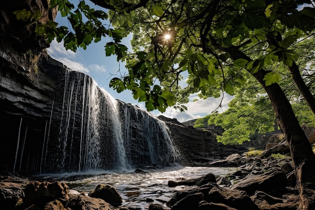 hermosa cascada en la selva fotografía de paisajes