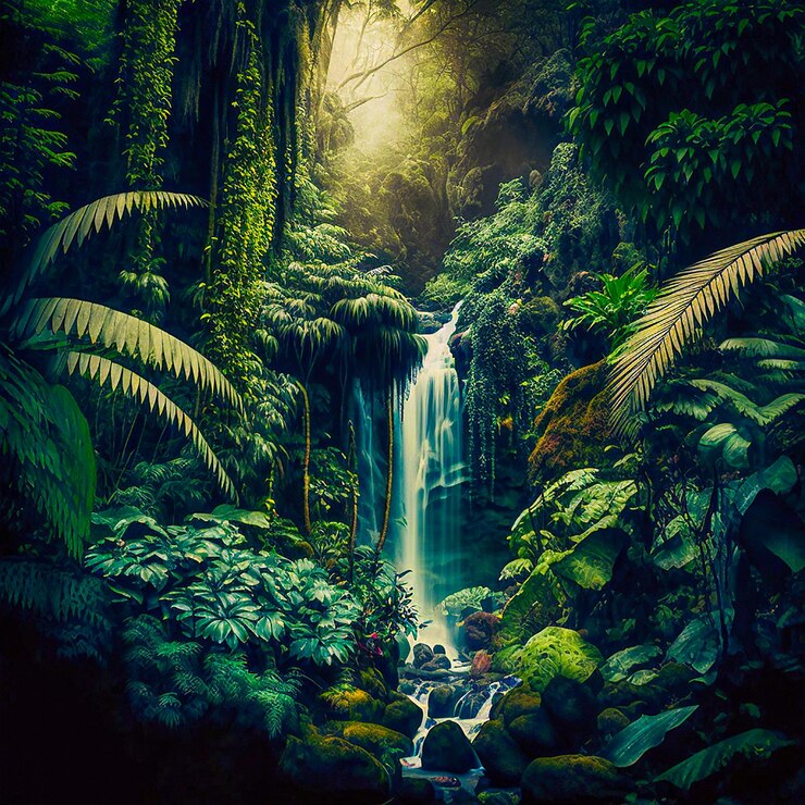 Hermosa cascada en la selva tropical