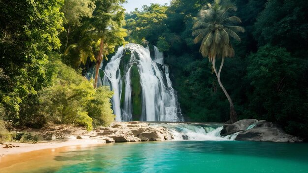 Foto la hermosa cascada tropical de kuang si en luang prabang, laos