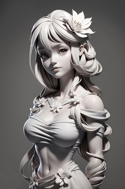 hermosa chica 3d arcilla render personaje