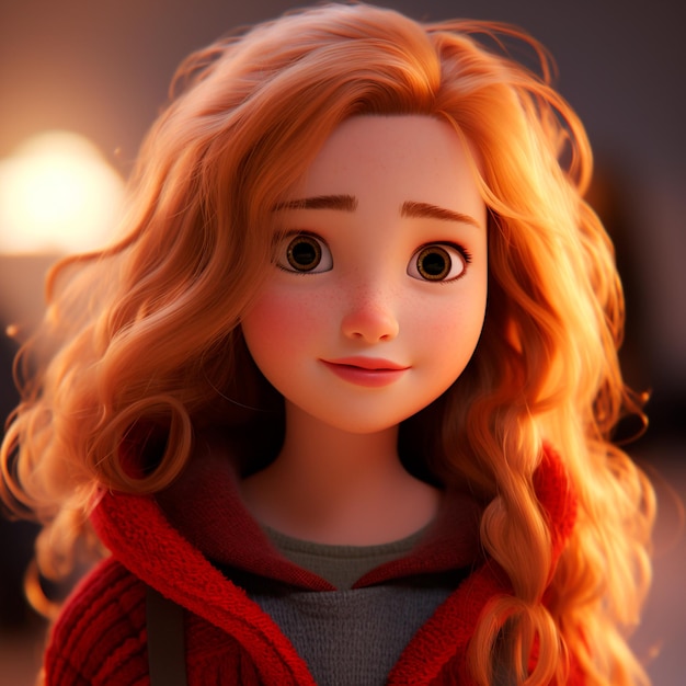 una hermosa chica 3d disney pixar