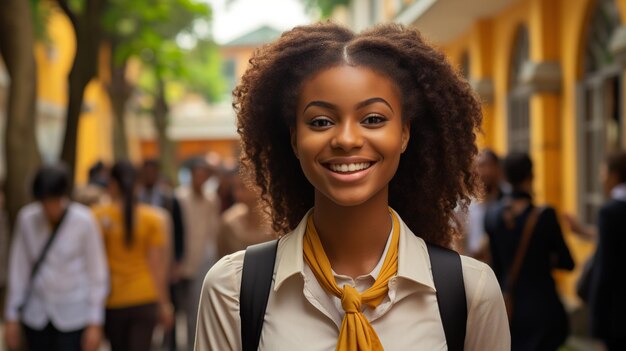 Una hermosa chica afroamericana en la escuela