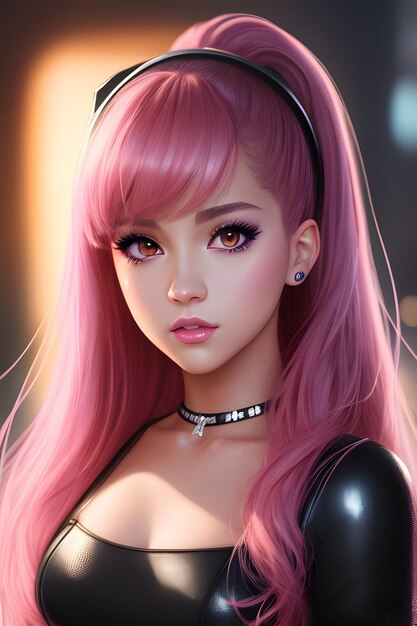 La hermosa chica del anime cyberpunk