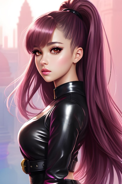 La hermosa chica del anime cyberpunk