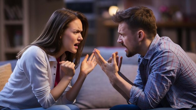 Una hermosa chica morena disgustada en una pelea con su novio.