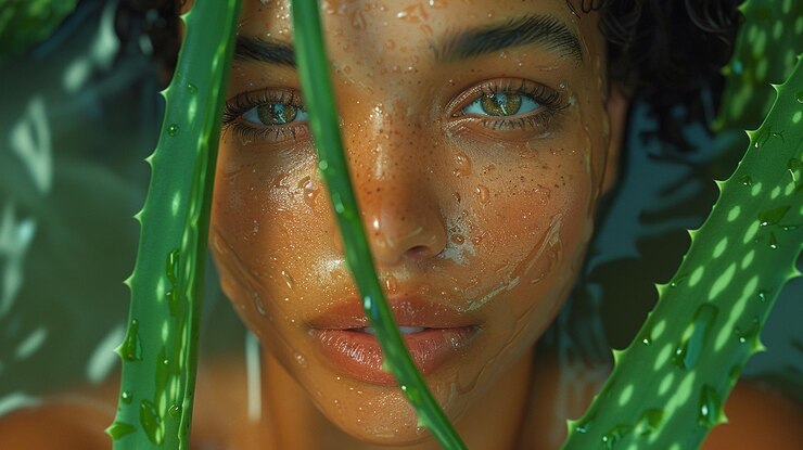 hermosa chica con ojos mojados en la hierba