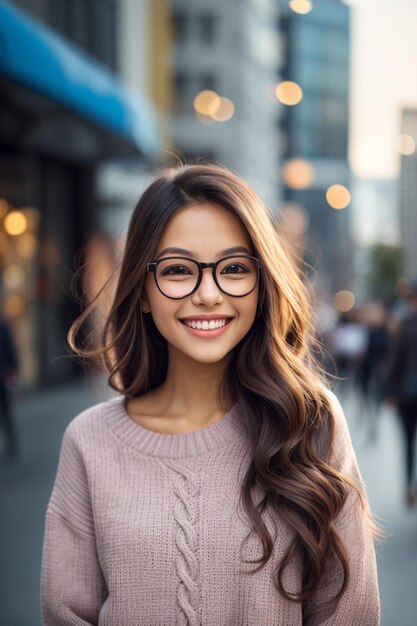 hermosa chica de pelo largo con una sonrisa