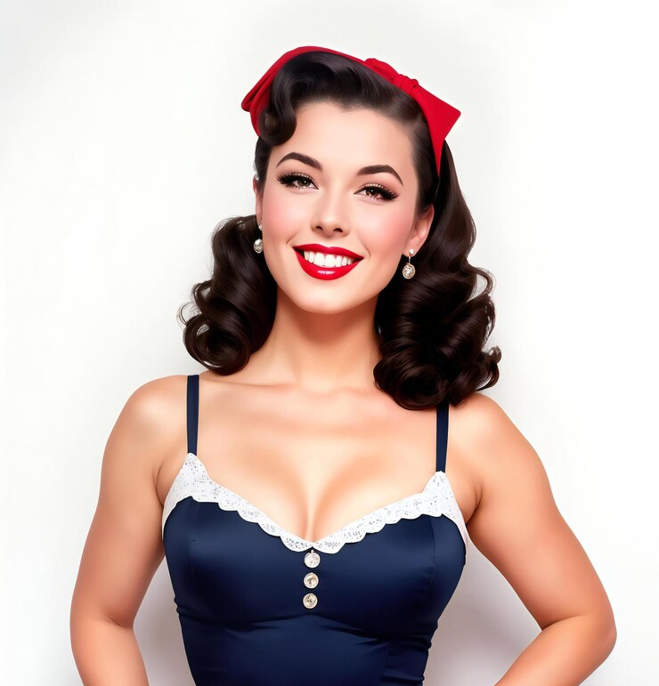 Hermosa chica pin up en estilo retro mujer pin up