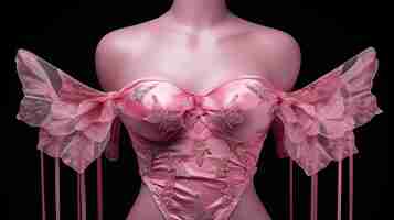 Foto una hermosa chica vestida de color rosa frlauk concepto del día del cáncer