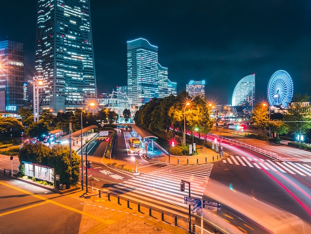 Hermosa ciudad de horizonte de Yokohama en Japón