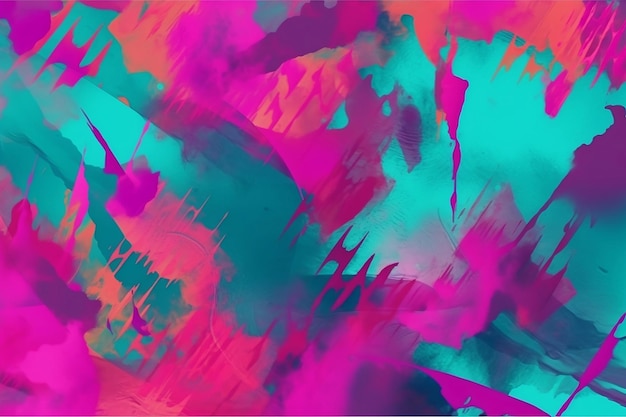 Hermosa composición abstracta con tonos de turquesa rosa púrpura y verde azulado