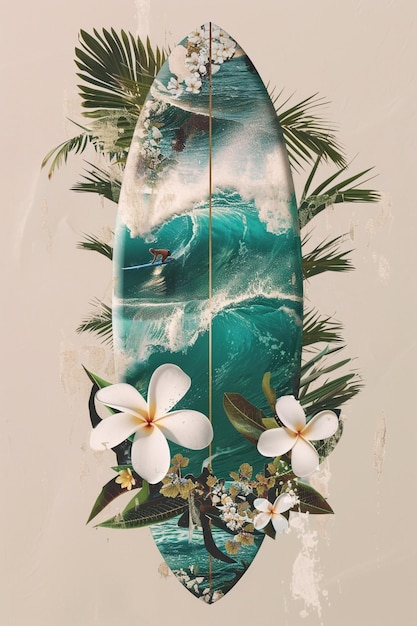 hermosa composición de collage de verano diseño de camiseta ilustración vintage arte de medios mixtos arte de verano