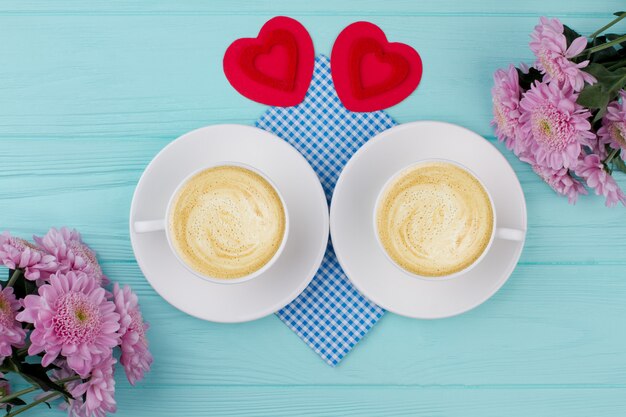 Hermosa composición del desayuno de San Valentín