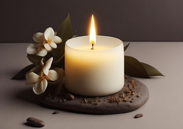 Hermosa composición de spa con velas.