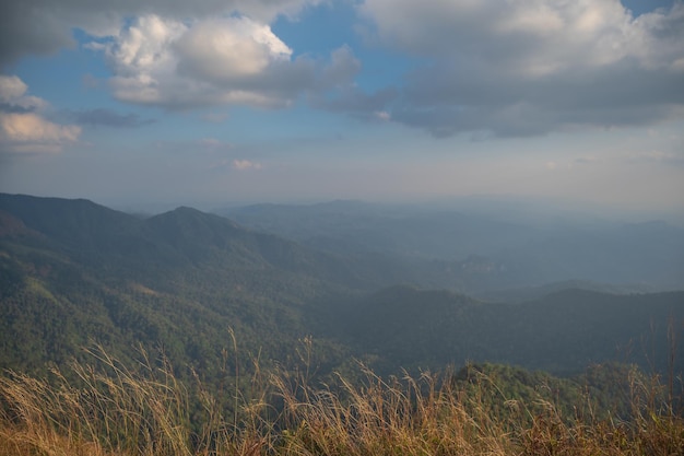 Hermosa cordillera en khao san nok wua kanchanaburi Khao San Nok Wua es la montaña más alta del Parque Nacional Khao Laem Tiene 1767 metros sobre el nivel del mar