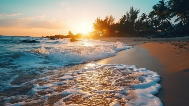 Foto la hermosa costa tropical del océano desierta