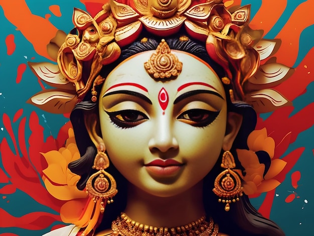 una hermosa y creativa imagen generativa de Durga Puja