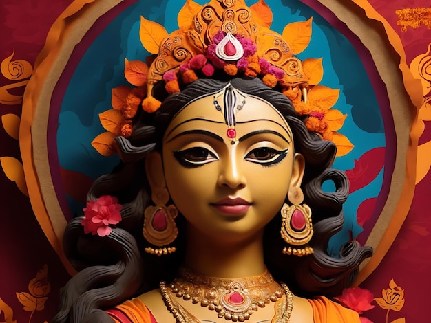 una hermosa y creativa imagen generativa de Durga Puja