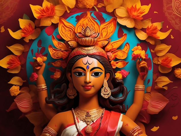 una hermosa y creativa imagen generativa de Durga Puja