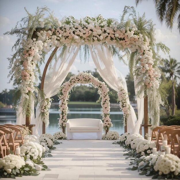 una hermosa decoración de boda de lujo con rosa blanca