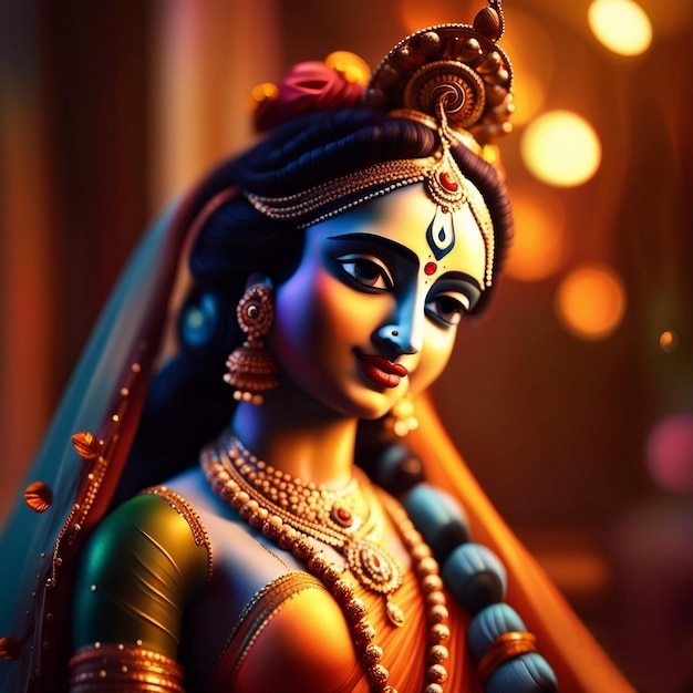 Hermosa diosa hindú Radha rani Radhaji con shrinagar