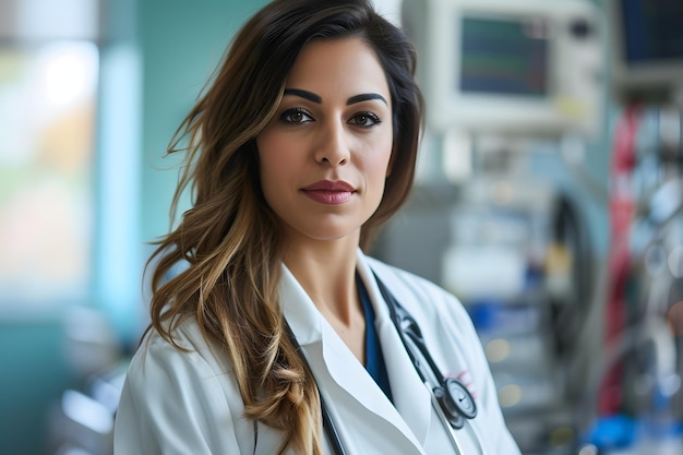 una hermosa doctora en un hospital