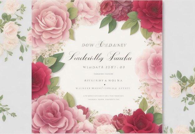 Foto hermosa y elegante invitación de boda floral.