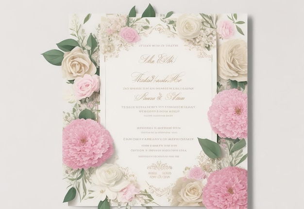 Hermosa y elegante invitación de boda floral.