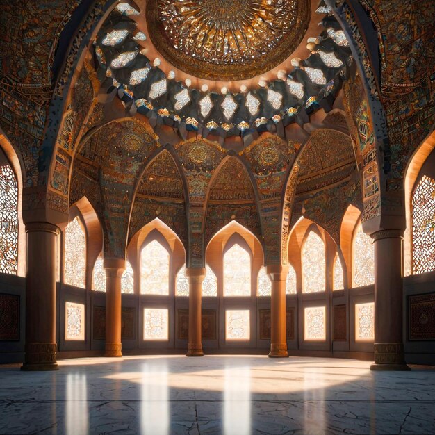 Foto una hermosa escena del interior de la mezquita