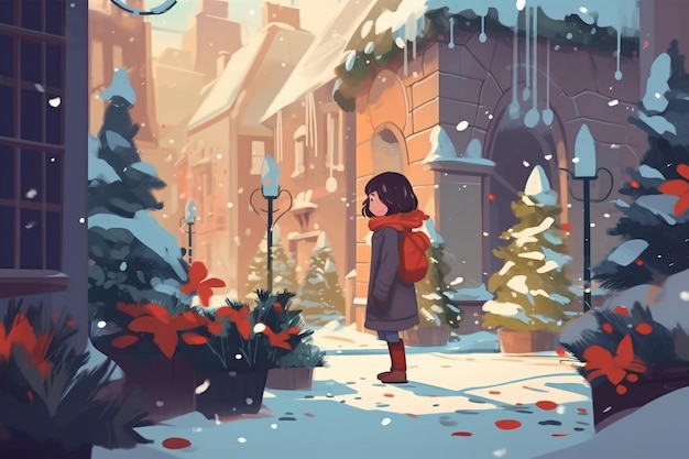 Una hermosa escena navideña una pintura conmovedora