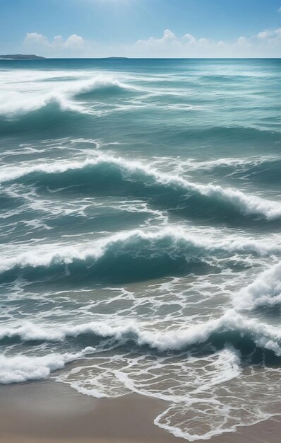 una hermosa escena del océano con olas y sol imágenes generadas por ai