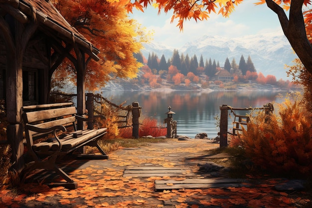 Una hermosa escena de otoño