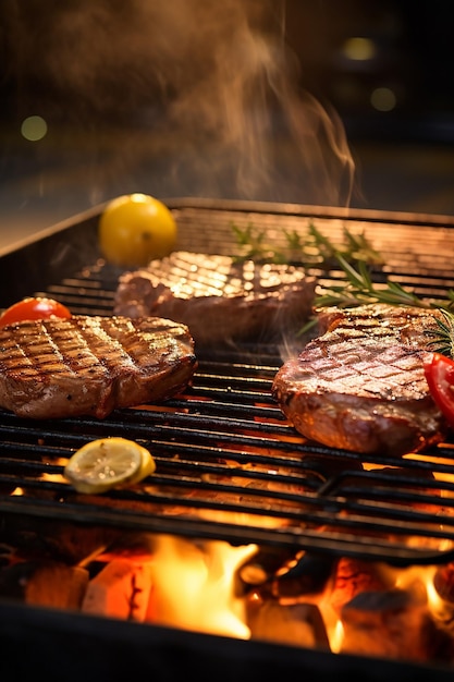 Una hermosa escena de parrilla orquestada tomada durante la hora dorada