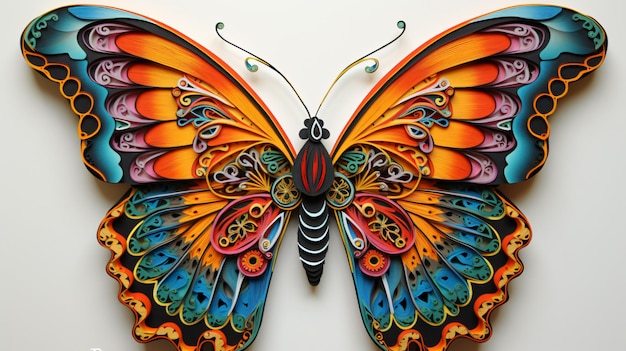 Una hermosa escultura de papel mariposa