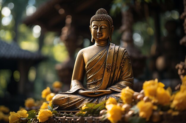 La hermosa estatua de Buda