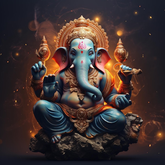 Una hermosa estatua de Ganesha para el teléfono móvil