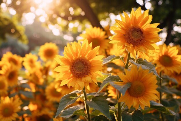 Hermosa exhibición de jardines de girasoles.