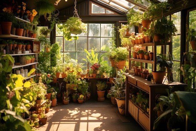 Una hermosa exhibición de vivero de plantas