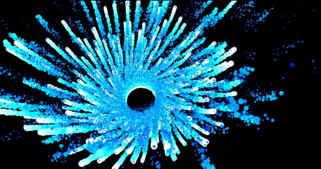 Hermosa explosión abstracta de saludo de hielo azul de fuegos artificiales con una energía mágica de humo brillante brillante