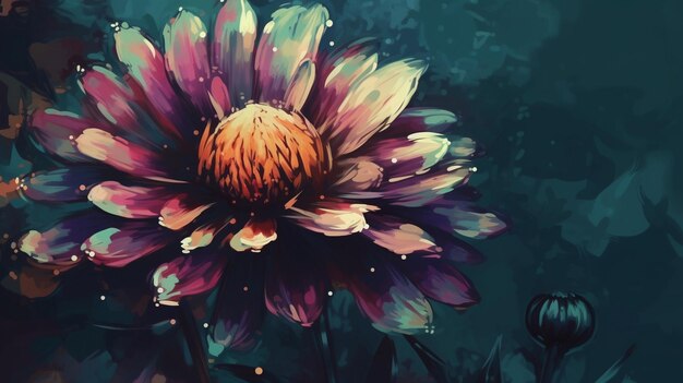 Hermosa flor de acuarela sobre un fondo oscuro Pintura digital generativa ai