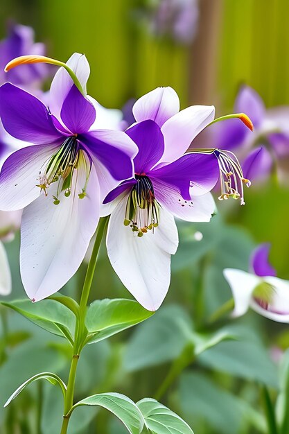 Foto la hermosa flor aquilegia columbine el sombrero de la abuela en este mundo