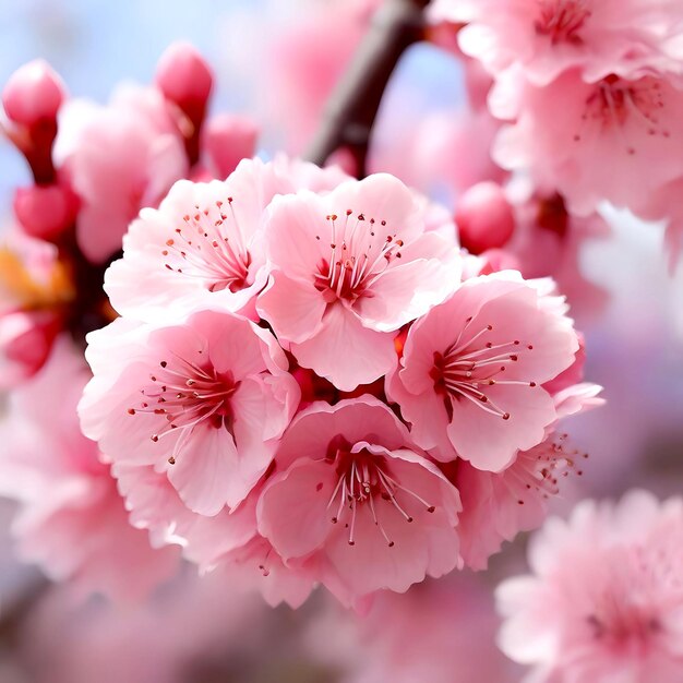 La hermosa flor de cerezo rosada