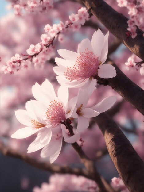 Hermosa flor de cerezo de Sukura en Japón Ilustración generativa de IA