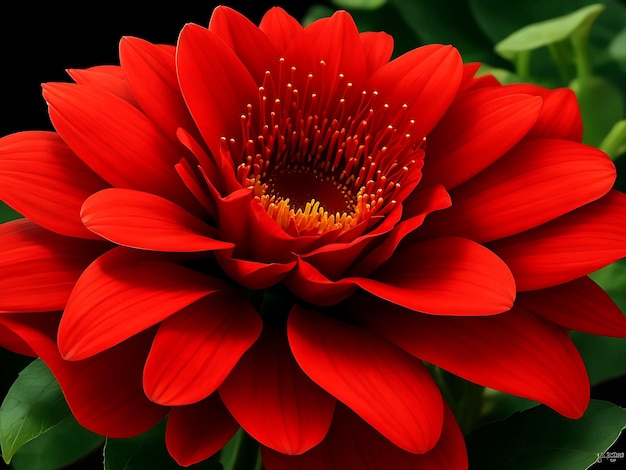 Una hermosa flor de color rojo