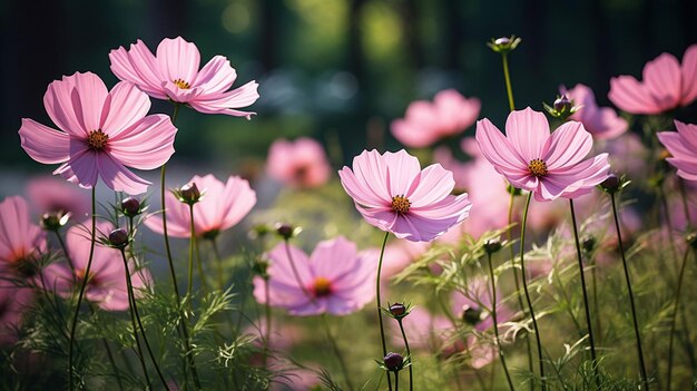 La hermosa flor del cosmos florece en el jardín