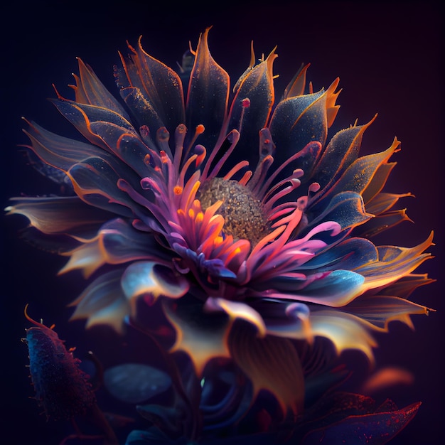 Hermosa flor fractal Arte digital Representación 3D