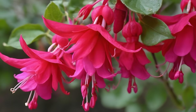 La hermosa flor de fucsia roja