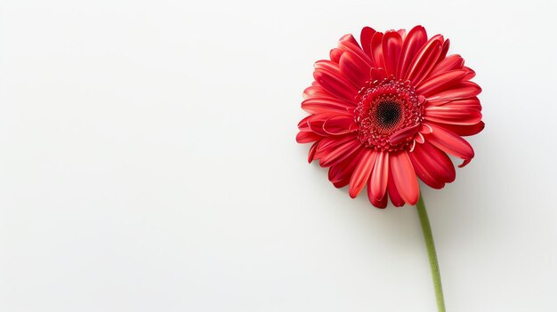 Una hermosa flor de gerbera roja aislada sobre un fondo blanco La flor está en plena floración y tiene un color rojo brillante