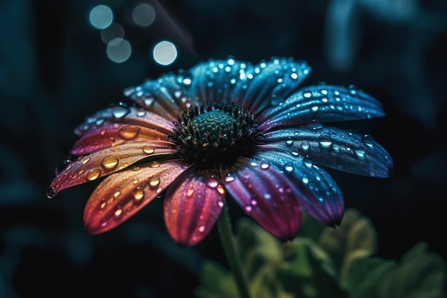 Una hermosa flor con gotas de agua