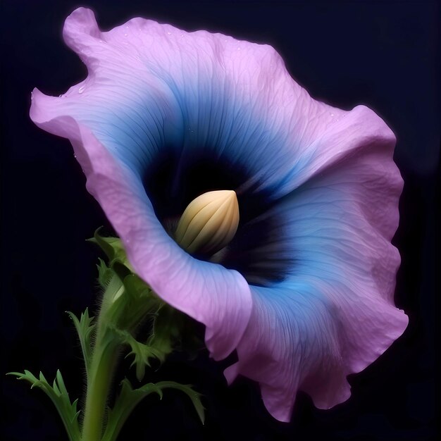 Hermosa flor Hollyhocks contra fondo negro